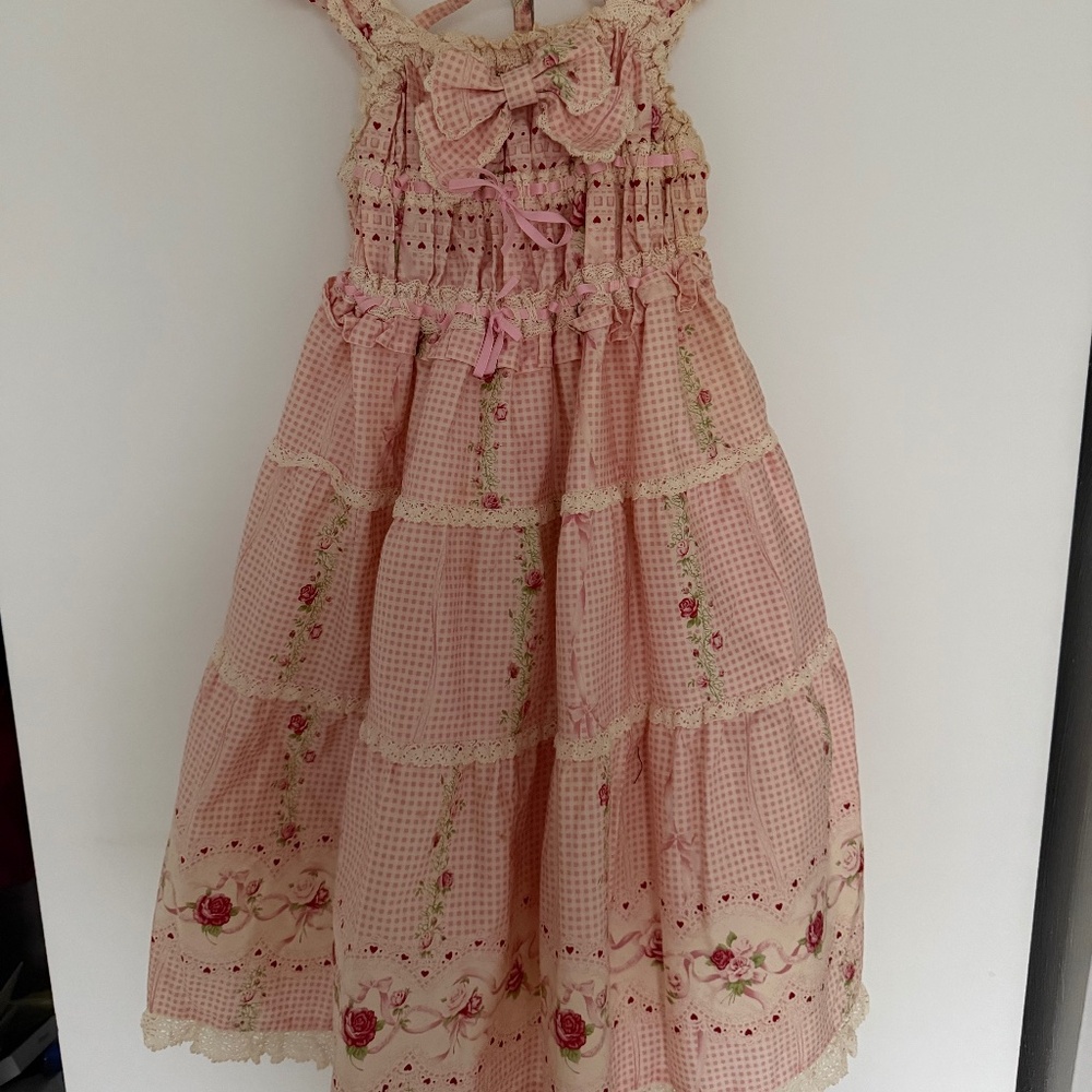 Baby, the star shine bright rose gingham full shirring jsk